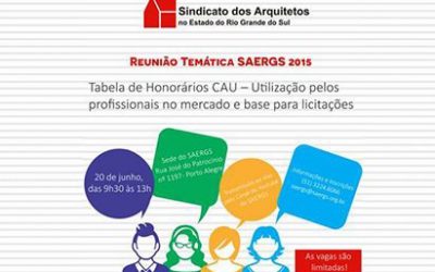 Saergs convida para 2ª Reunião Temática SAERGS 2015