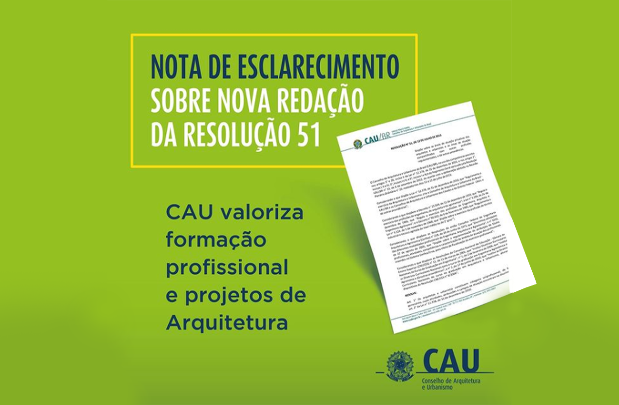 CAU/BR altera a Resolução Nº 51 sobre regulamentação da profissão