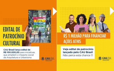 Inscrições para os editais de patrocínio cultural e ATHIS do CAU/BR se encerram em 1/11