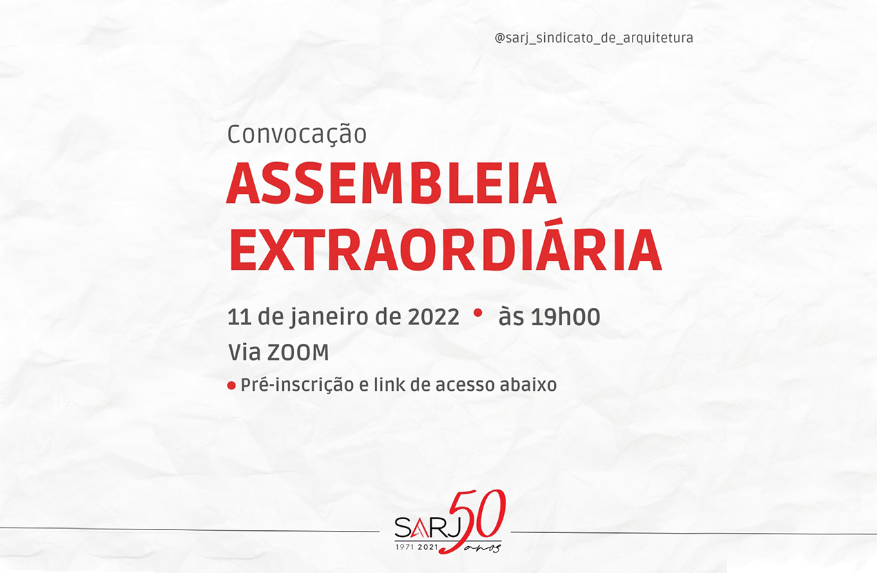 SARJ convoca Assembleia Geral Extraordinária para 11/01