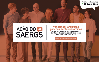 Ação do Saergs garante devolução de recursos a 12 mil arquitetos e urbanistas gaúchos